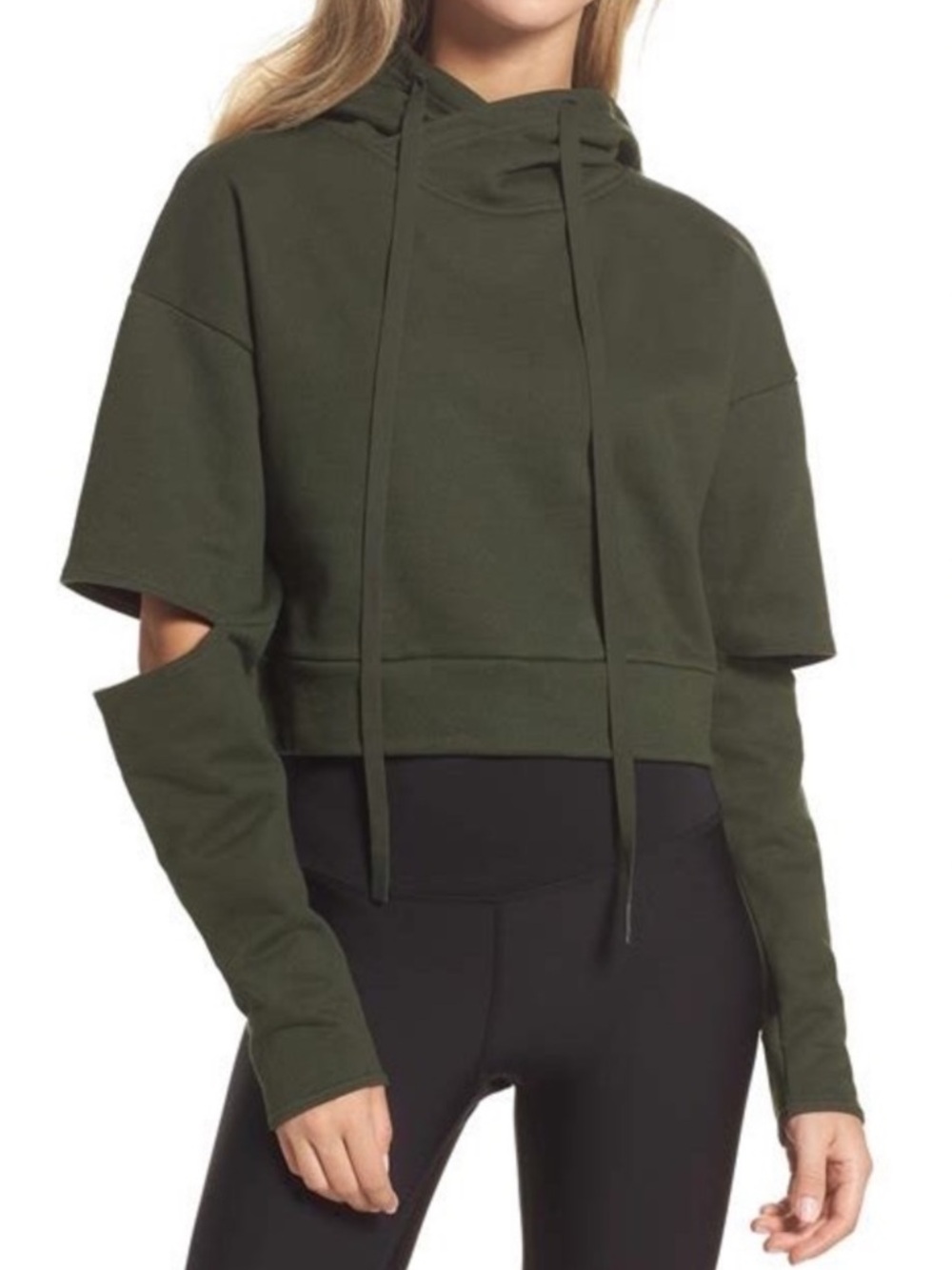 ALO Yoga Olive Green Peak Cutout Pullover, Size M - Picture 4 of 4